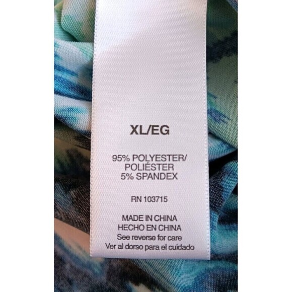 Valerie Stevens Wide Leg Loose Pants Size XL Blue/Green Large Abstract Print - Picture 5 of 8